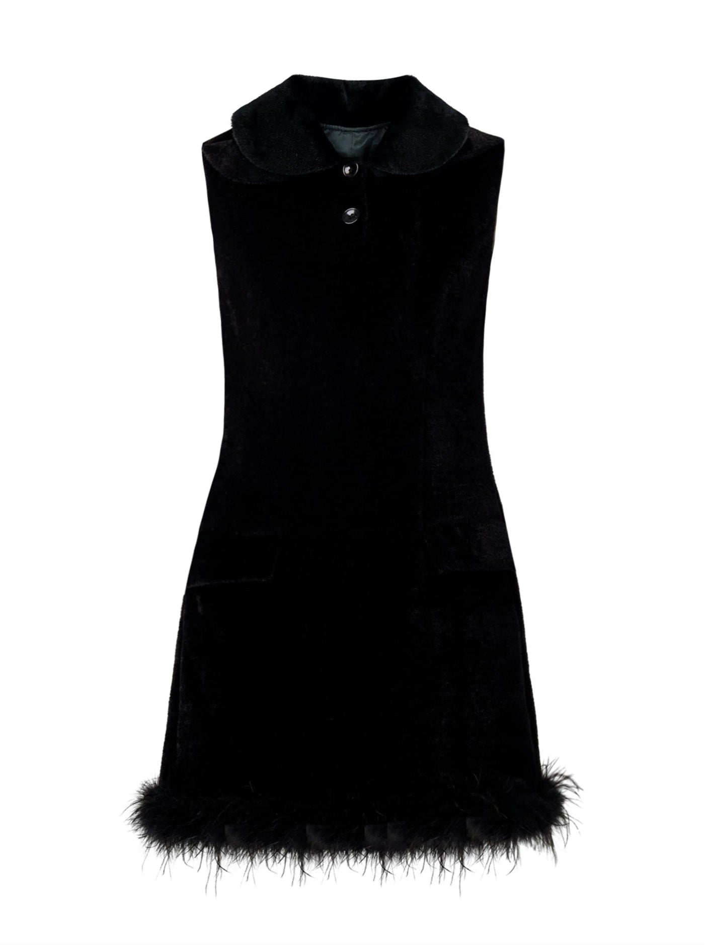 Christmas Fur Collar Sleeveless Dress