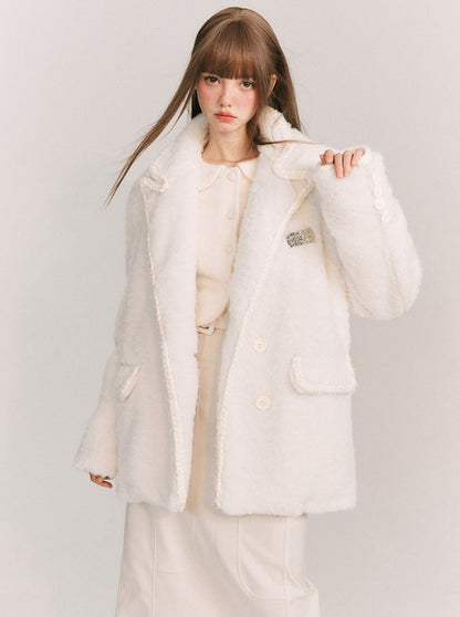 Snow Macaron Wool Fur Jacket