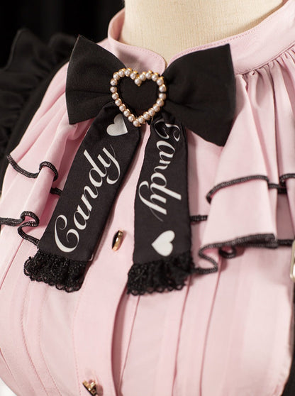 Berry Fleur Sweetgall Blouse Black Pink Suspender Dress Set