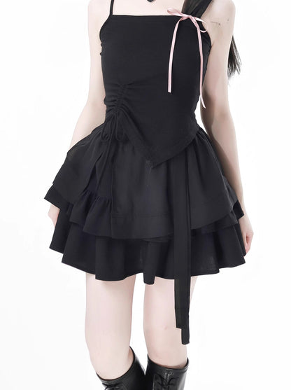 One-Shoulder Top + Sleeveless + Cake Skirt