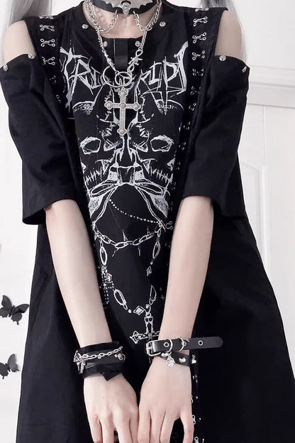 Sleepwalking Double-Skull Off-Shoulder Tops