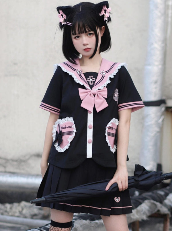 Black Pink Sailor Lace Setup