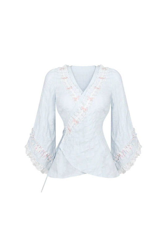 Blue Cherry Frosting Japanese Style Top + Suspender Skirt