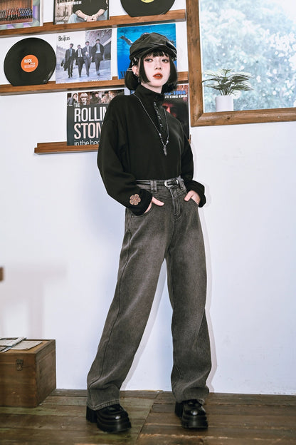 タンドカラーダークモードトップス