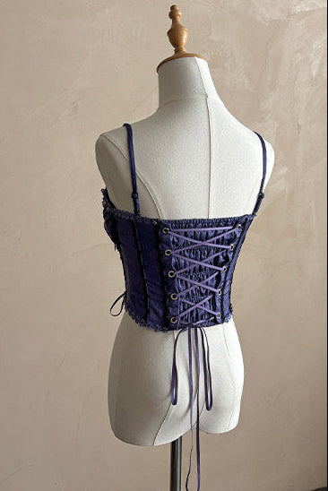 【9月13日予約締切】Purple/Dark Purple Gothic Lolita Elegant Lace Corset Bustier Top