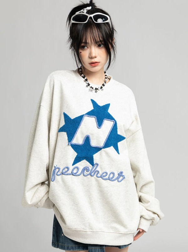 Sweet Cool Round Neck Trendy Star Sweatshirt