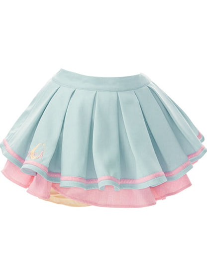 Bunny Ruffle Stitch Top + Pleated Flared Skirt
