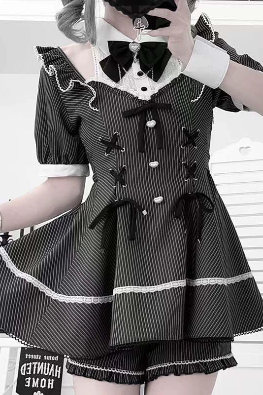 Striped ribbon mine top + ruffle pants