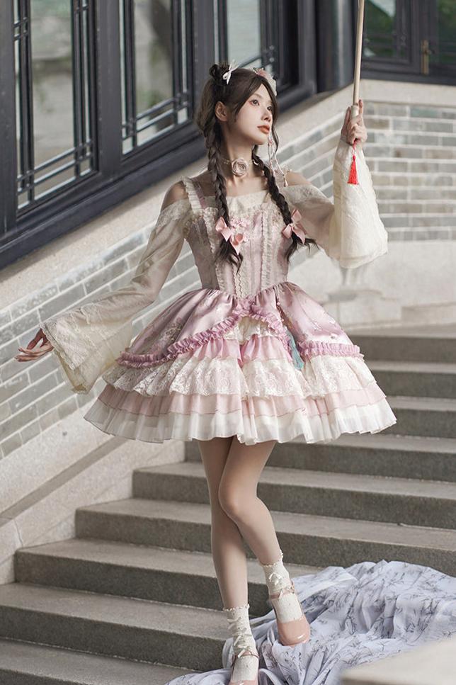 Sweet Suspender Dress + Chinese Set + Necklace + Inner + Sleeve