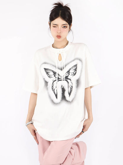 American Retro Cool Butterfly Over Size T -shirt