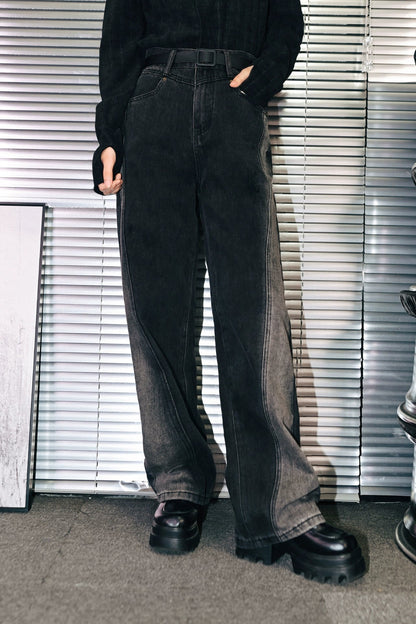 モードオッシュラインデザインデニムパンツ