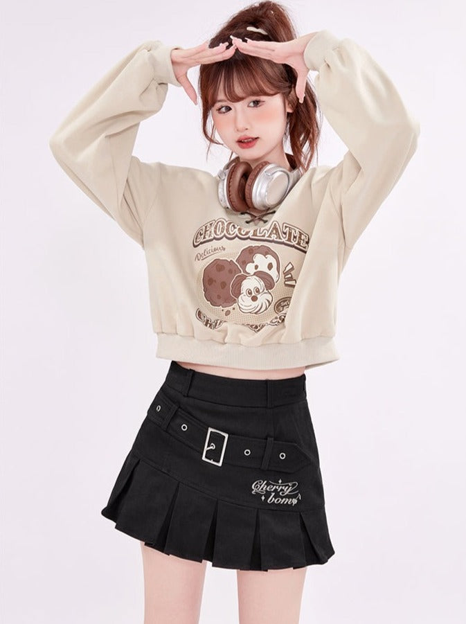 Cherry Jam Belt Design Mini Skirt