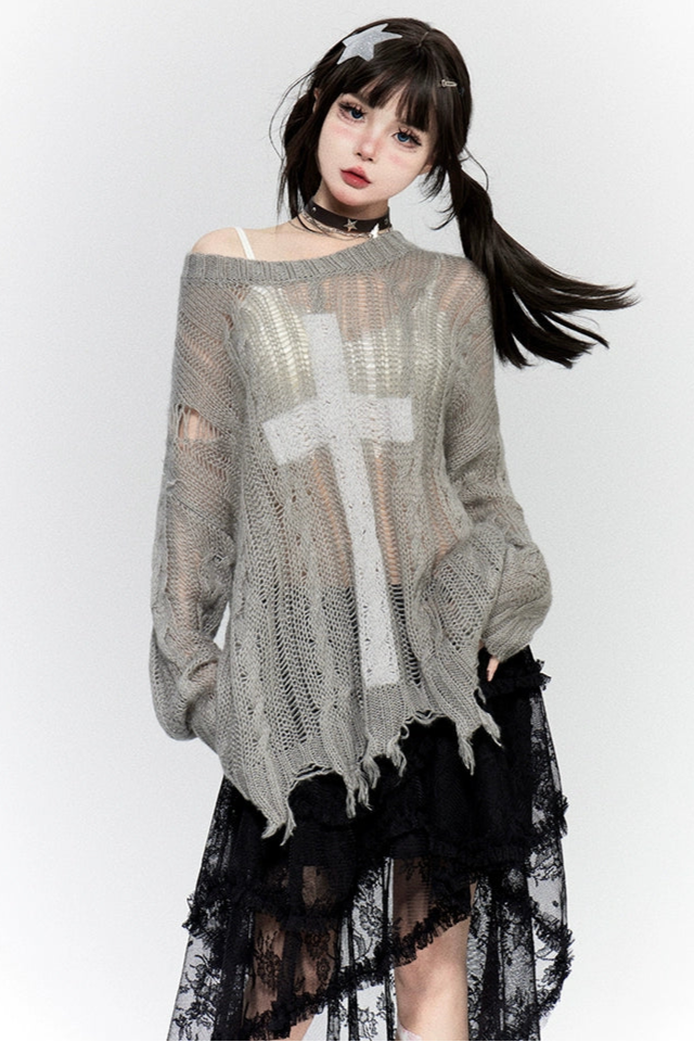 レイジークロスメッシュカットアウトトップス