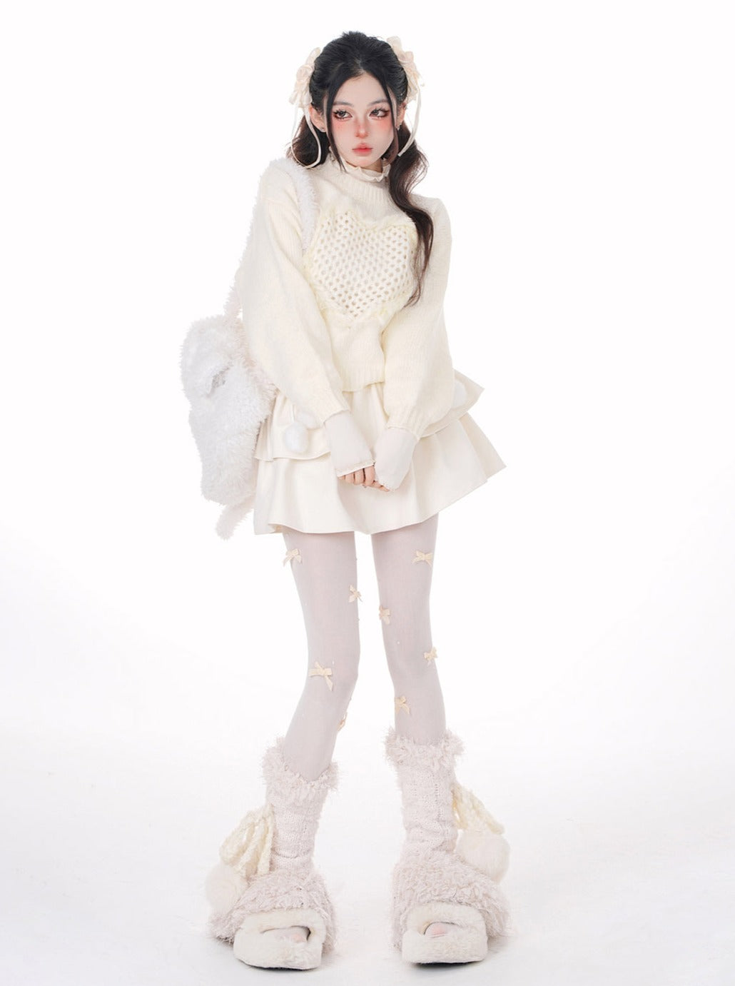 Snow Fur Ball Flared Skirt [Reserved Item