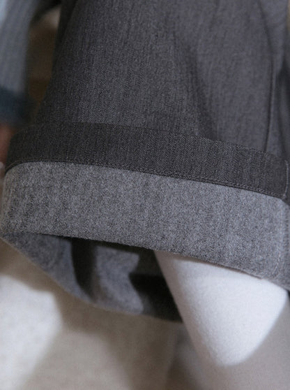 Relaxed gray casual fleece straight pants