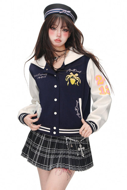 College Style Skinny Baseball Jacket