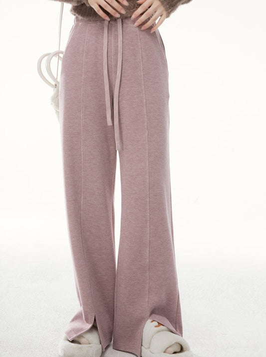 ONEOFUUU Small Man Custom Smoke Pink Purple Knitted Casual Drap Wide Leg Pants Loose Pants Women's Autumn and Winter