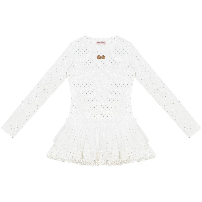 Lace Pleated Polka Dot Blouse