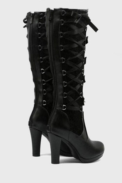 Gothic Lace-Up Long Boots