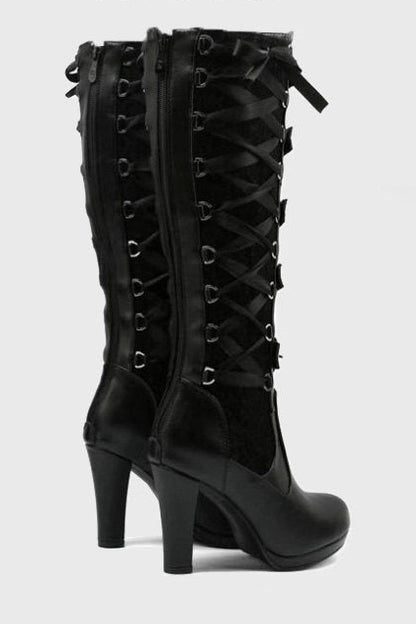 Gothic Lace-Up Long Boots