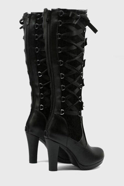 Gothic Lace-Up Long Boots