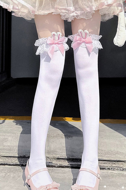 うさ耳レースリボンニーハイソックス