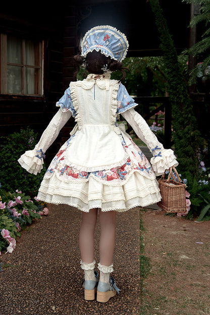 Rabbit Berry Embroidery Print Dress + Bonnet + Hat