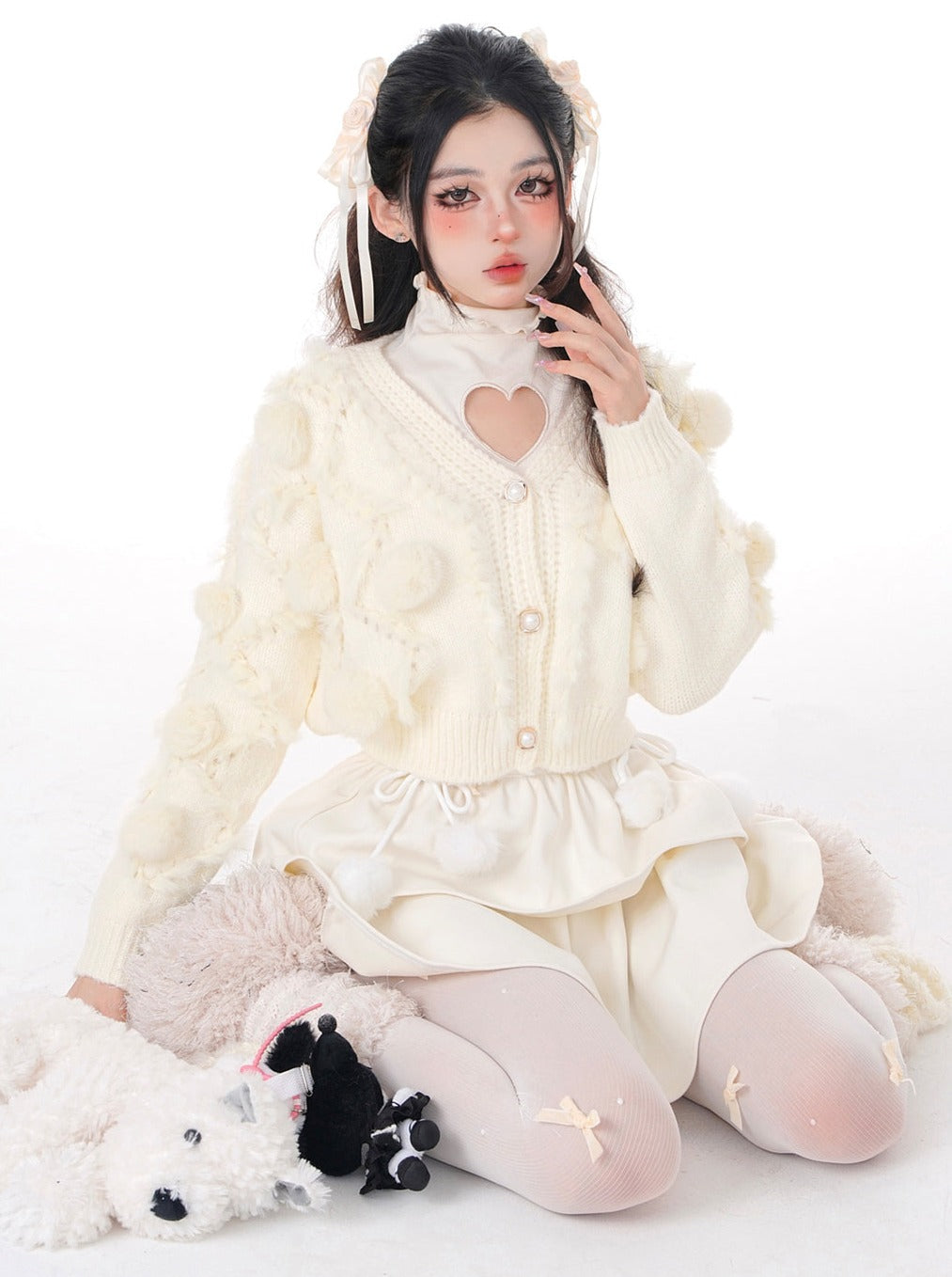 Snow Fur Ball Flared Skirt [Reserved Item