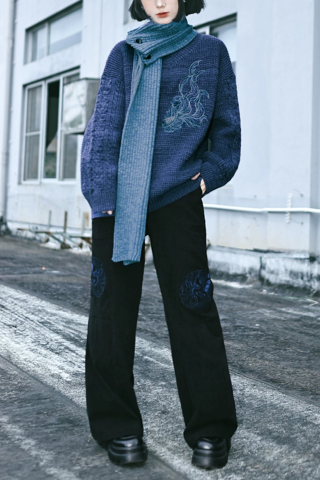 レトロコーデュロイワイドレッグパンツ