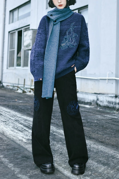 レトロコーデュロイワイドレッグパンツ