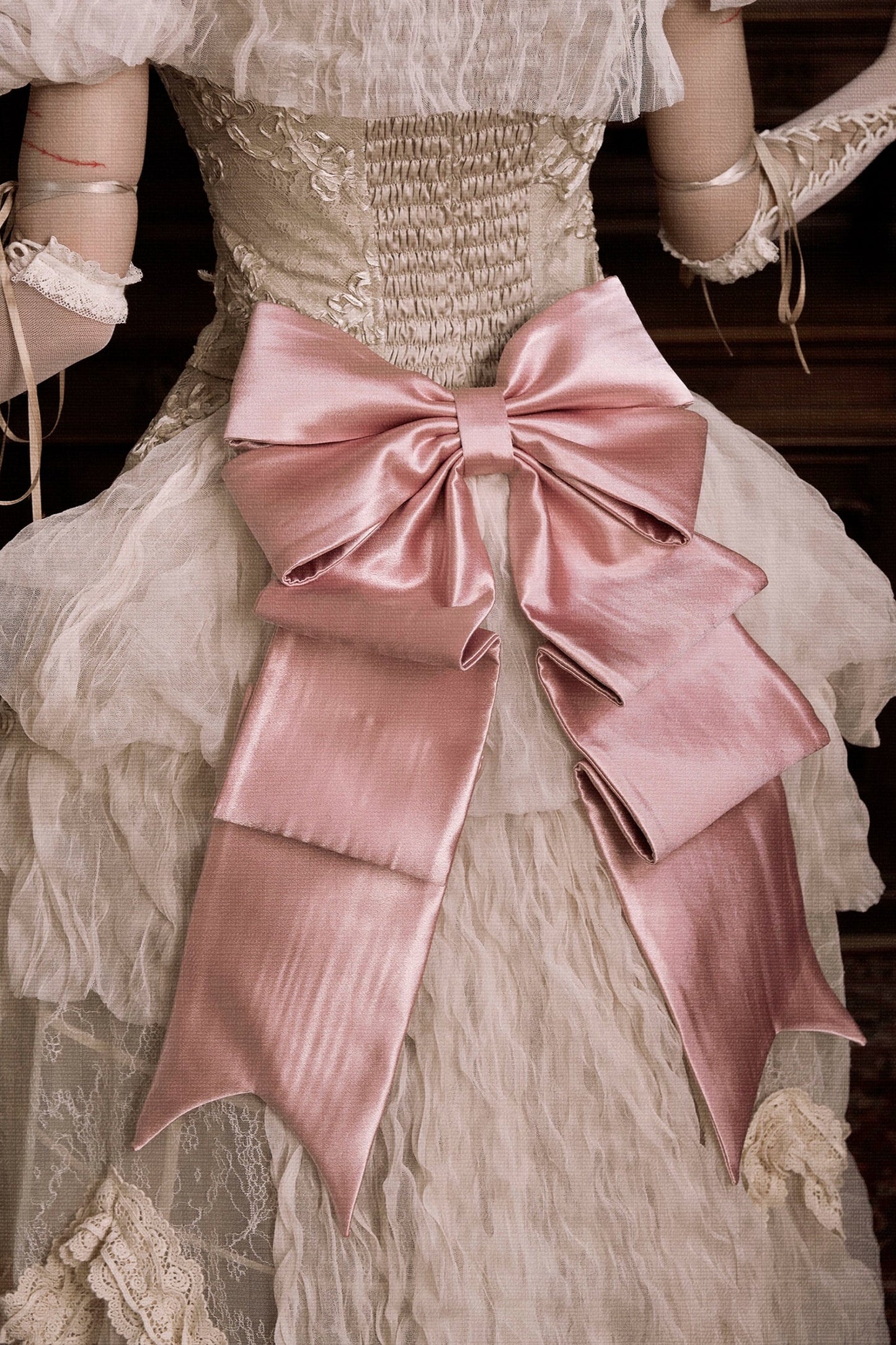 French Elegant Lolita Long Skirt + Hip Cushion Brace Skirt + Big Bow