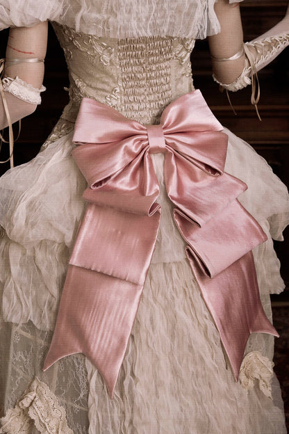 French Elegant Lolita Long Skirt + Hip Cushion Brace Skirt + Big Bow