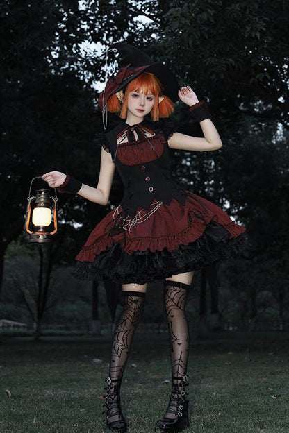 [Vorbestellschluss 8. Mai] Schmales ärmelloses Halloween-Gothic-Kleid im Zaubertrank-Stil