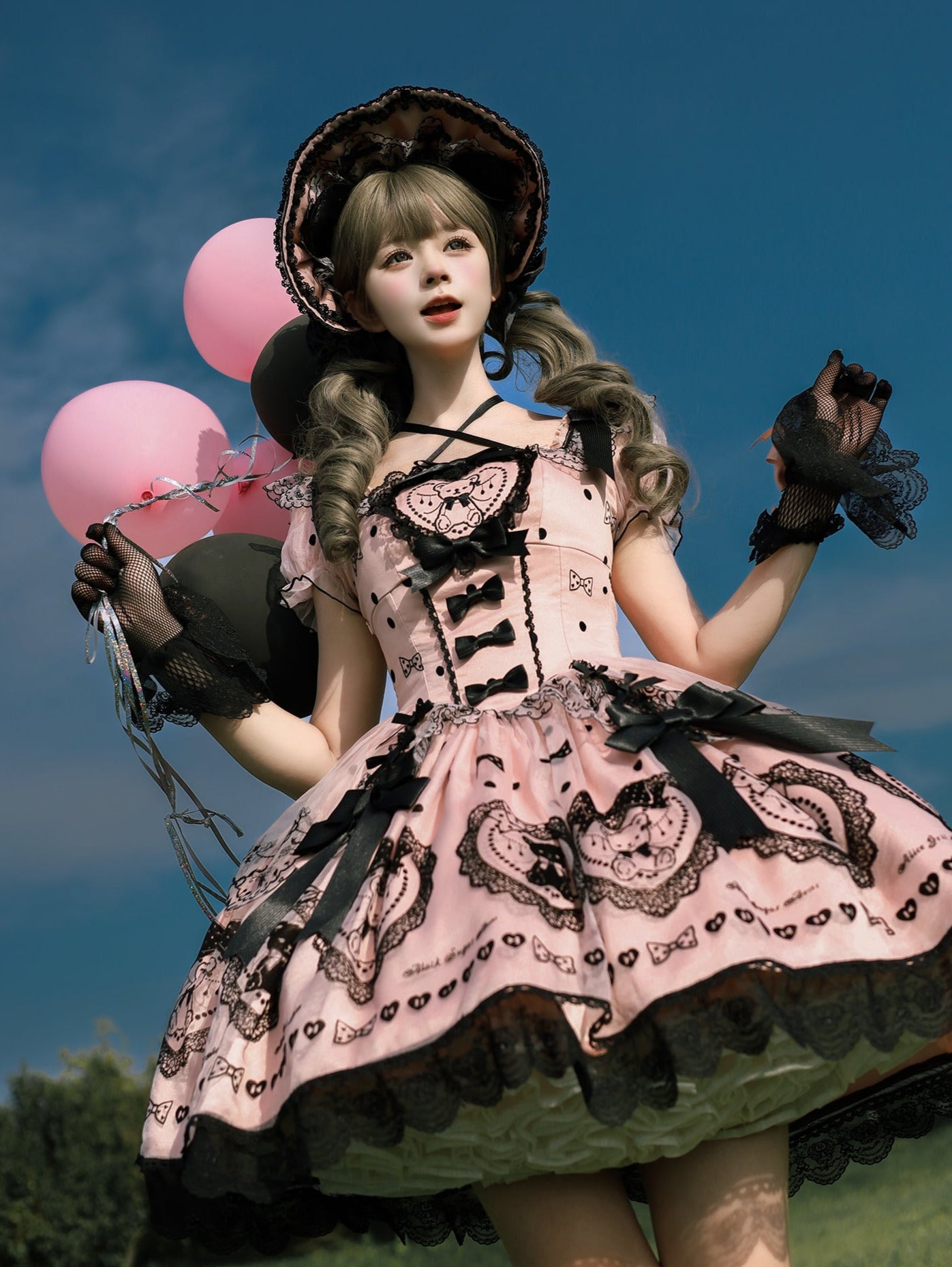 [Pre-order Deadline: September 16] Pink Purple Teddy Bear Series Sweet Princess Dress