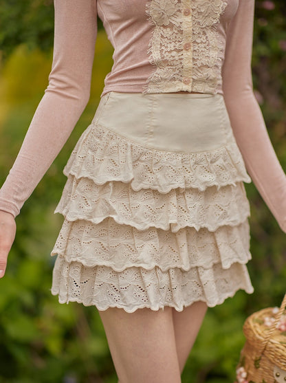 High Waist Tiered Retro Girly Skirt