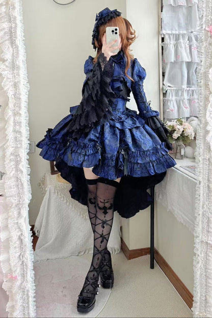 【12月6日予約締切】クロスノクターンゴシックダーク・ストライプレイヤードトップ＋クロスローズ・ストライププルアップスカート