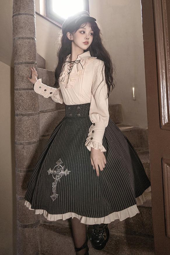 King's College Lolita Prince Ruffle Shirt + Cape + Vest + Shorts + Skirt