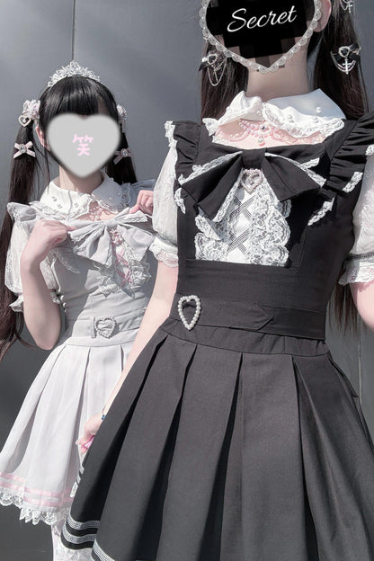 [Vorbestellartikel] Girly-Jirai-Kleid mit Perlen und Spitze