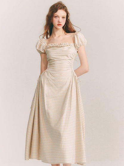 Salt Milk Coffee French check dress