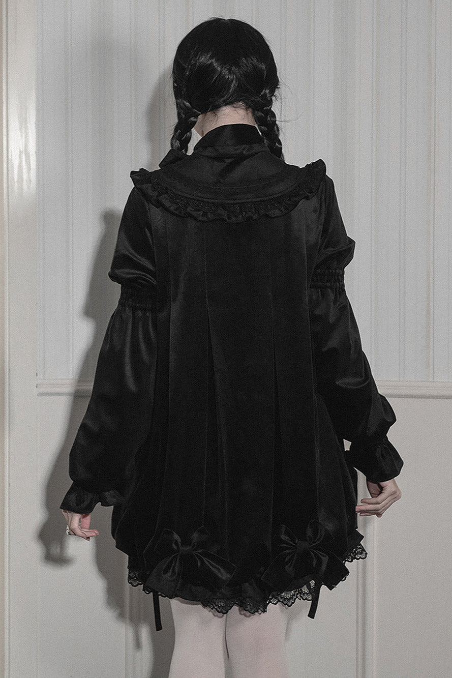 Valerie Dark Gothic Black Velvet Ribbon Dress Setup