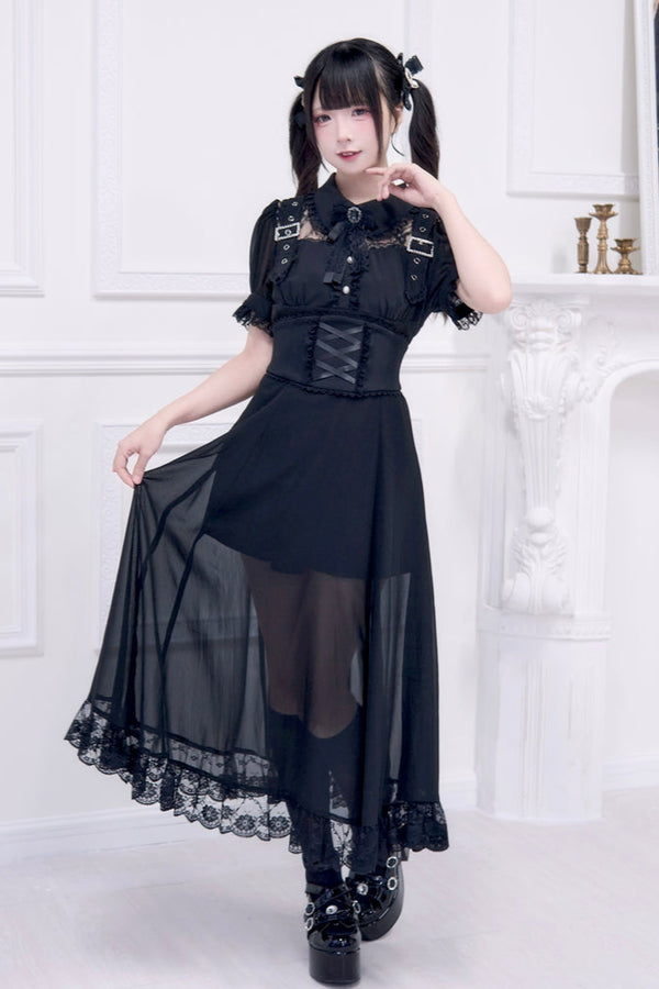 Subculture sheer top + long skirt