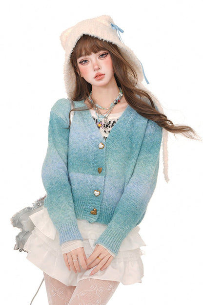 Gentle Wind Blue Smudge Cardigan