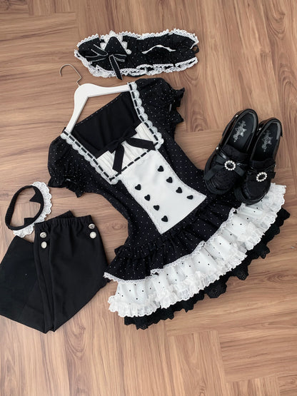 [Pre-order Deadline: June 29] Vintage Black x White Polka Dot Series Accessories (Cat Ear Headband, Leg Warmers, Cat Ear Leg Ring)