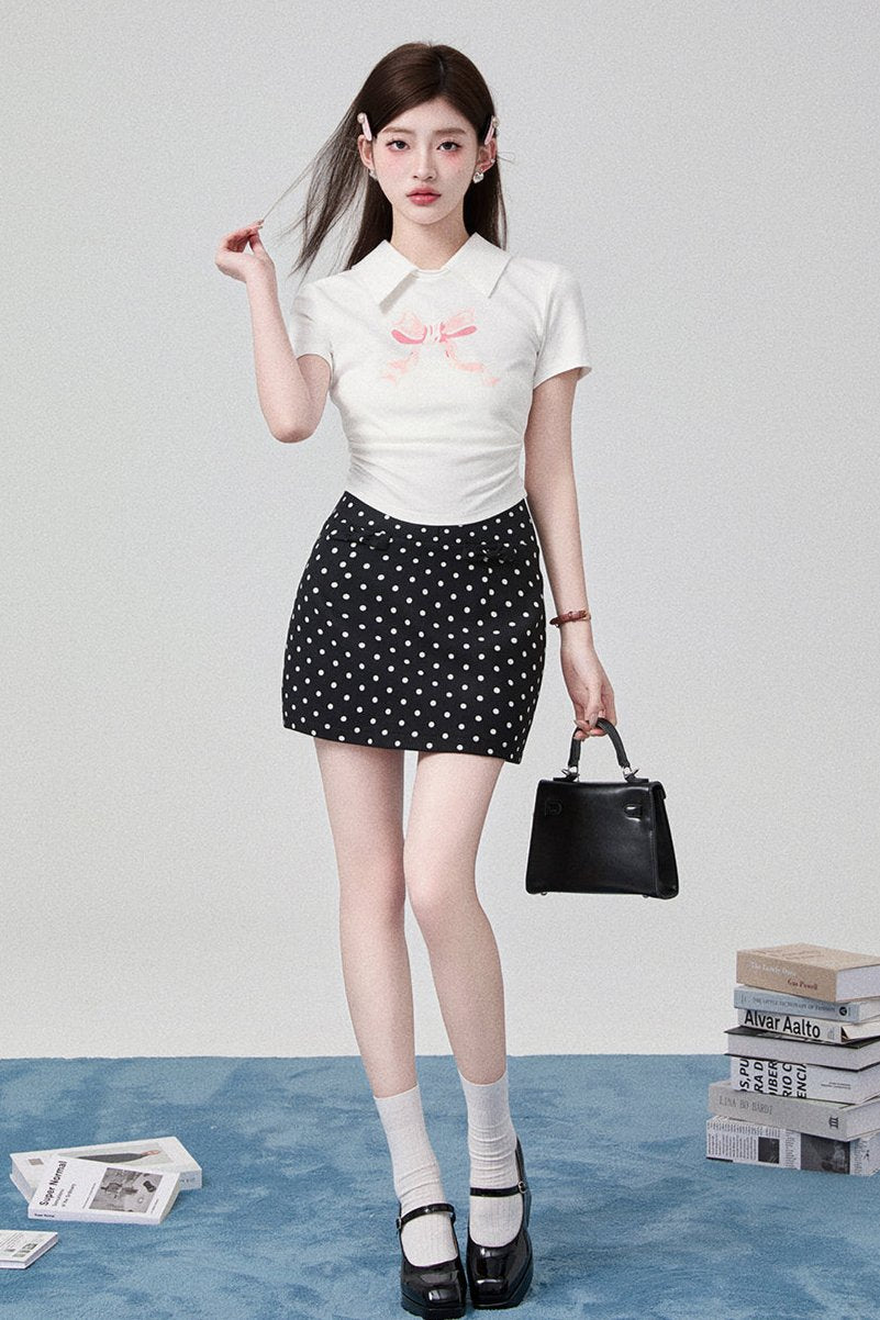 Bersatile Gray Polo T -shirt + short skirt