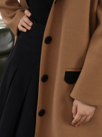 Retro sweet wool long coat