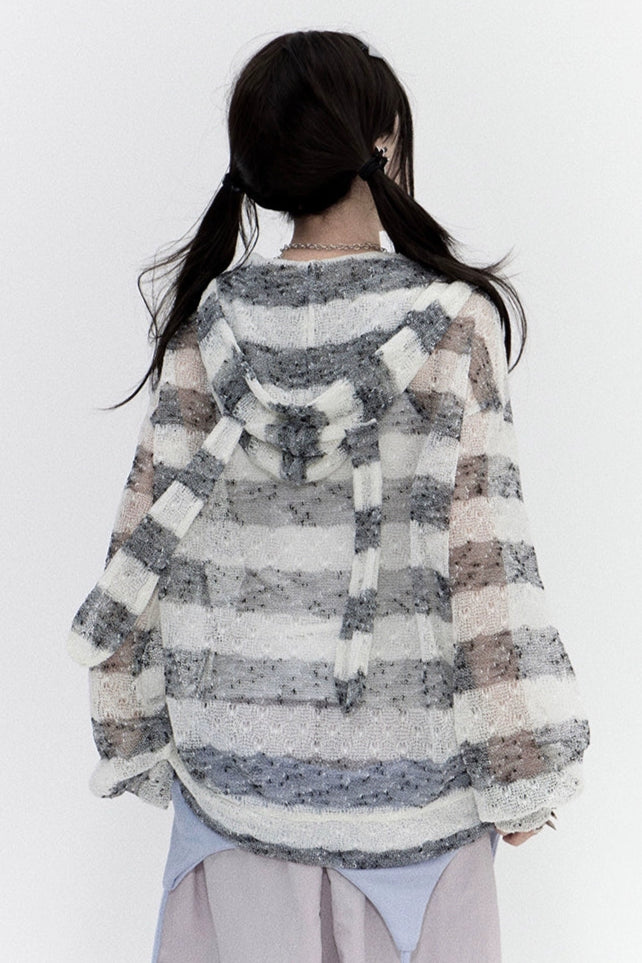 シアーボーダーラビットフードパーカー+ナンバーロゴタンクトップ