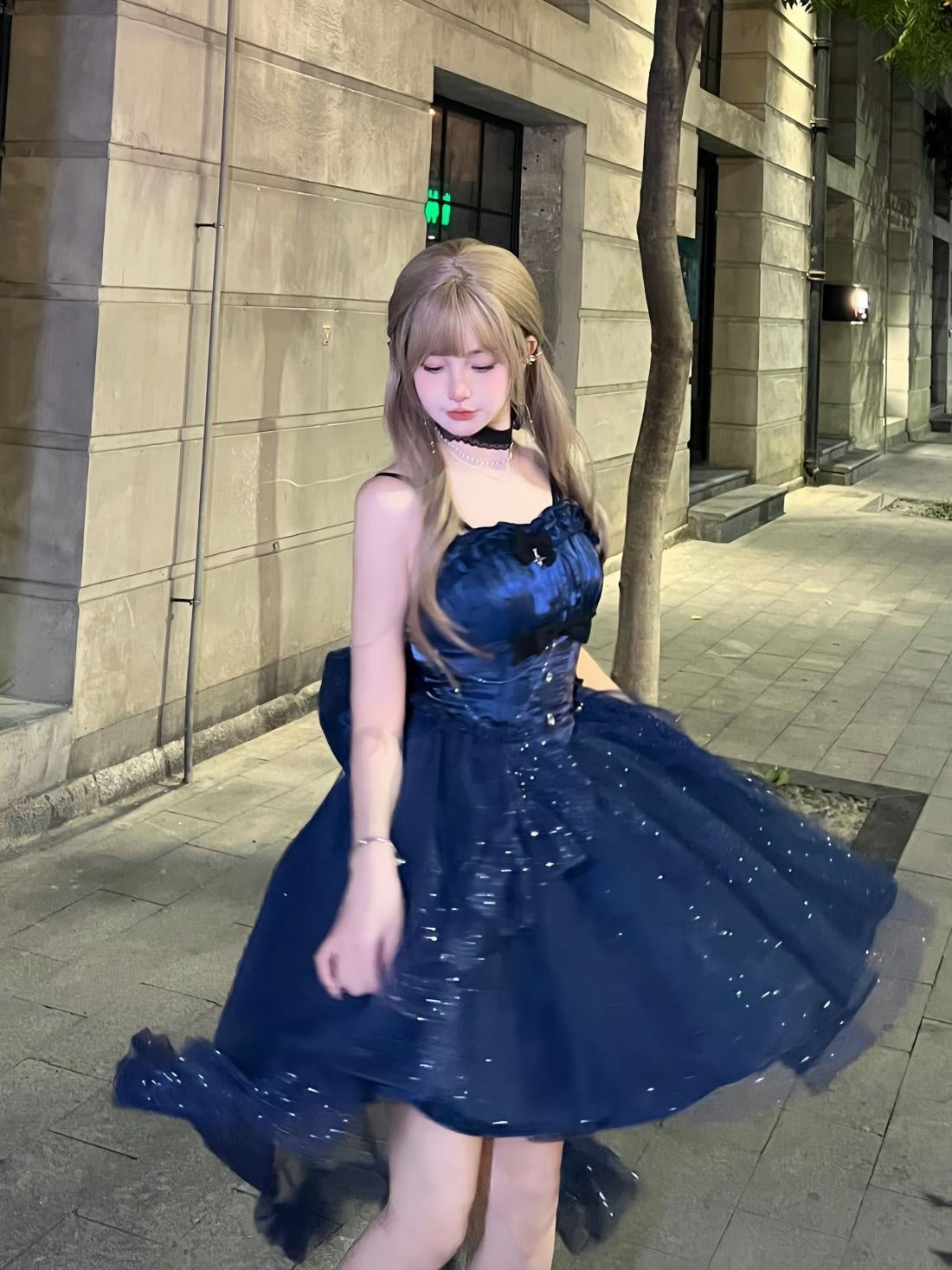 ハロウィンレッドプリンセスドレス＋テール＋リボン＋ネックカラー