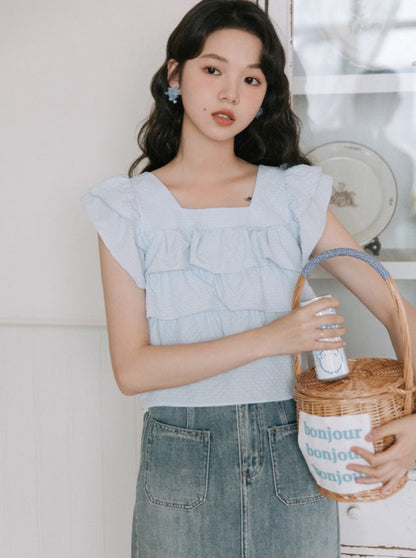 French Suite Frill Short Shirt