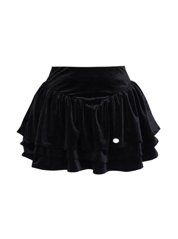 Triple Ribbon Doll Color Top + Velvet Skirt