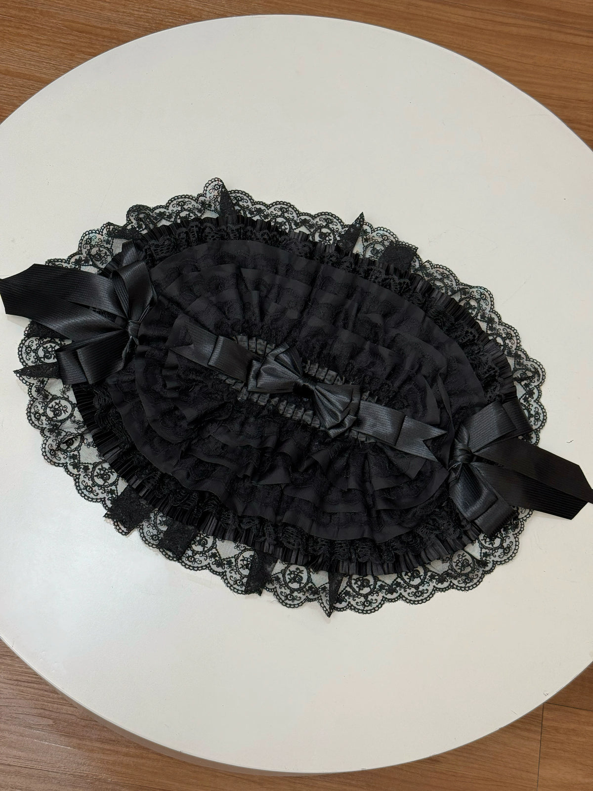 【10月13日予約締切】Gothic Lolita Black White Cathedral Series Accessories(Flat Hat, Crown Mini Hat, Sash, Back Ribbon Train, Waist Apron, Castle Flower Brooch, Brooch, Jabot)